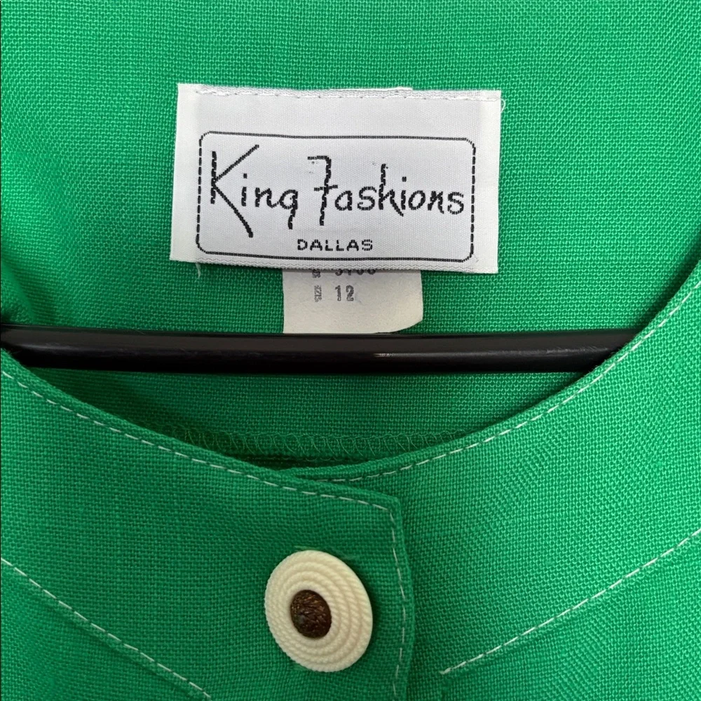 King Fashion Vintage Green Button-Down Dress Size 12 - Picture 2 of 4